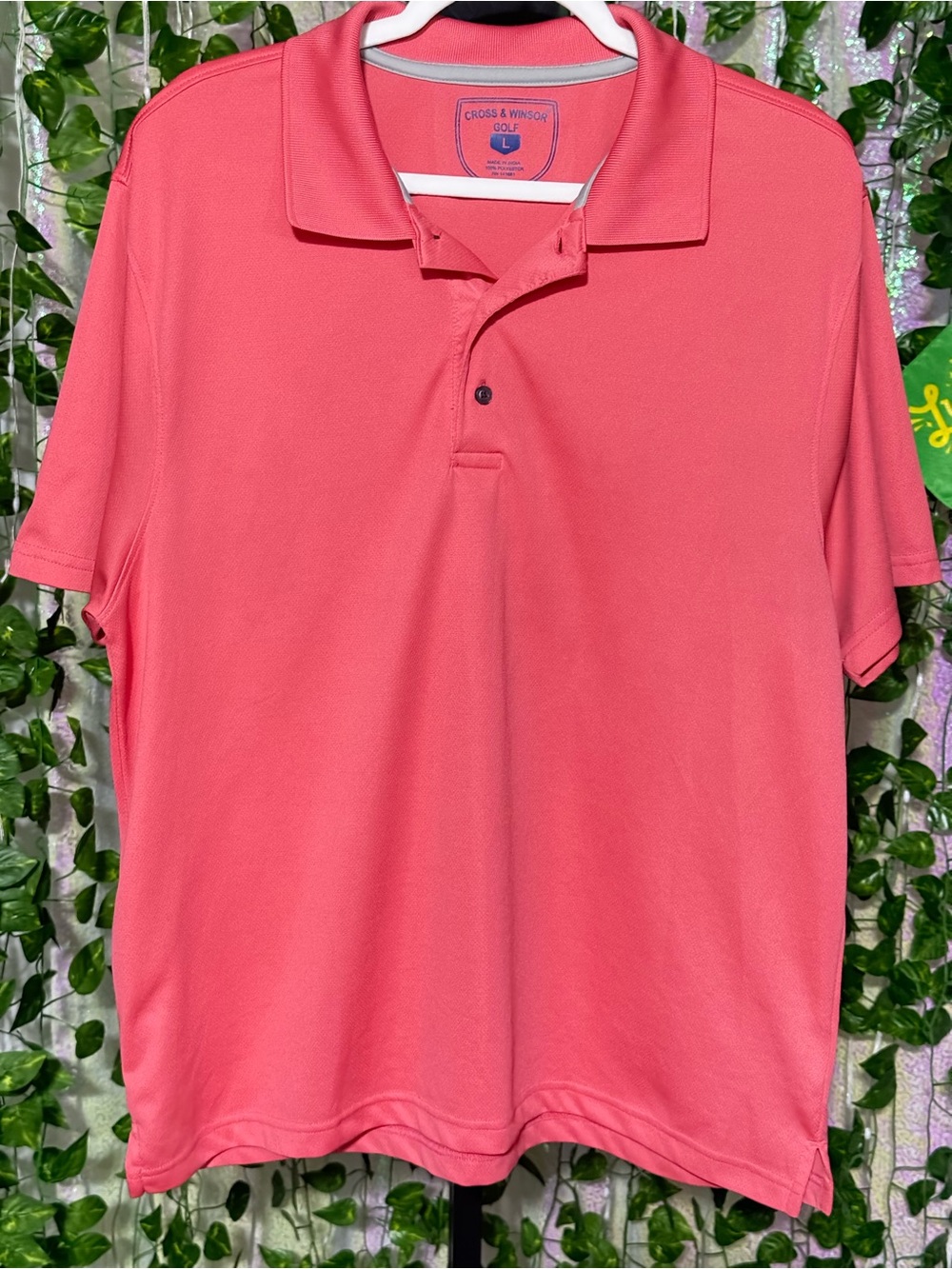 Cross & Winsor Coral Pink Men’s Polo Golf Shirt size large